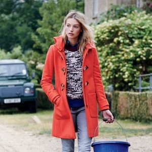 J.Crew red Melton wool toggle button coat